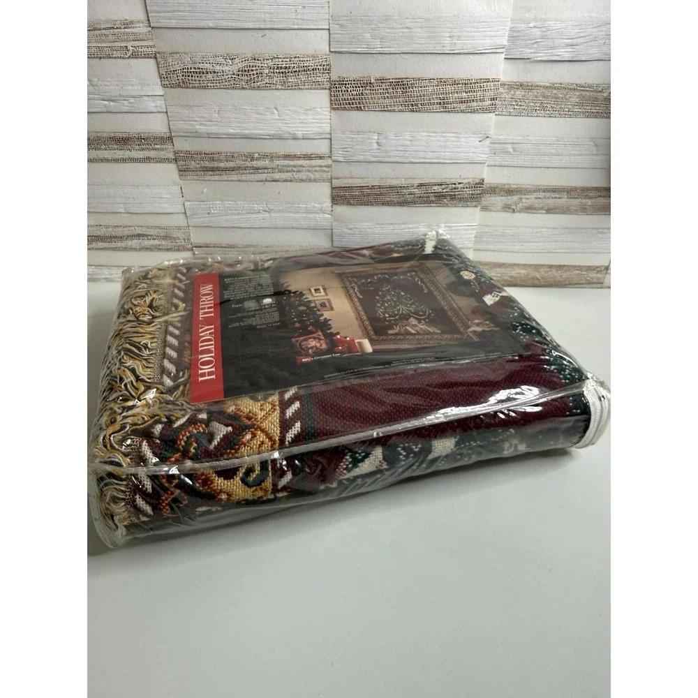 Goodwin Weavers Christmas Tree Fringed Tapestry Throw Blanket 48X67 Brand New